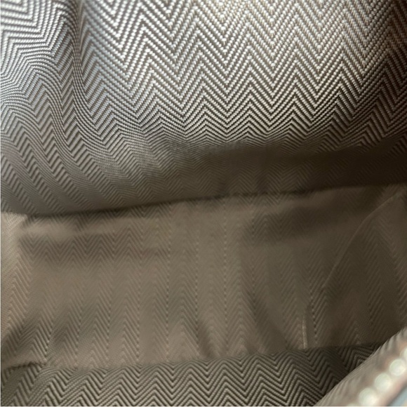 Mini Geo Panel Structured Bicolor Top Handle Bag - Taupe & Brown - Picture 10 of 13